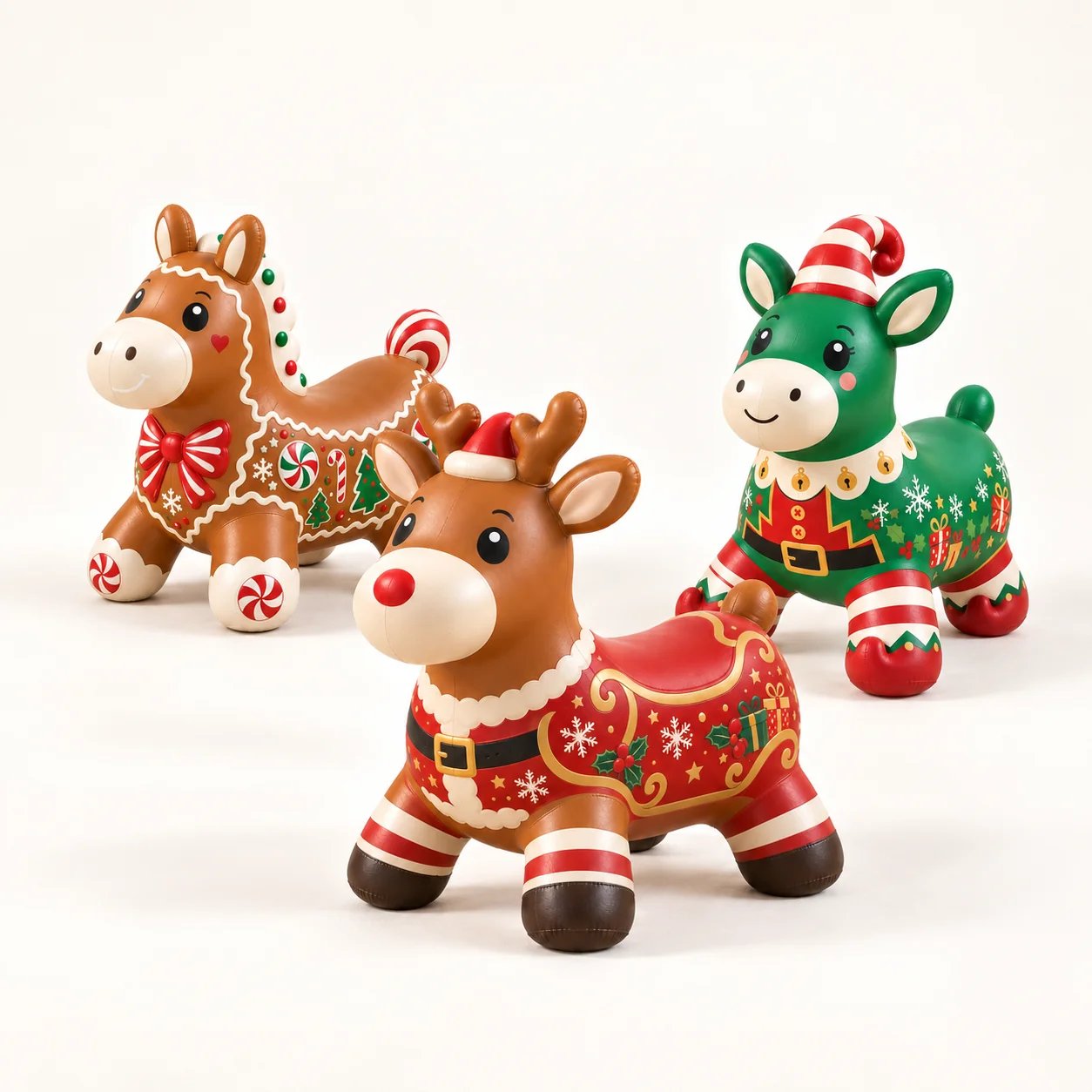 Gingerbread, reindeer and elf Christmas animal hopper styles