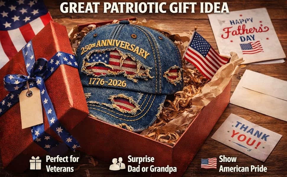 Patriotic denim cap gift idea for holidays and events
