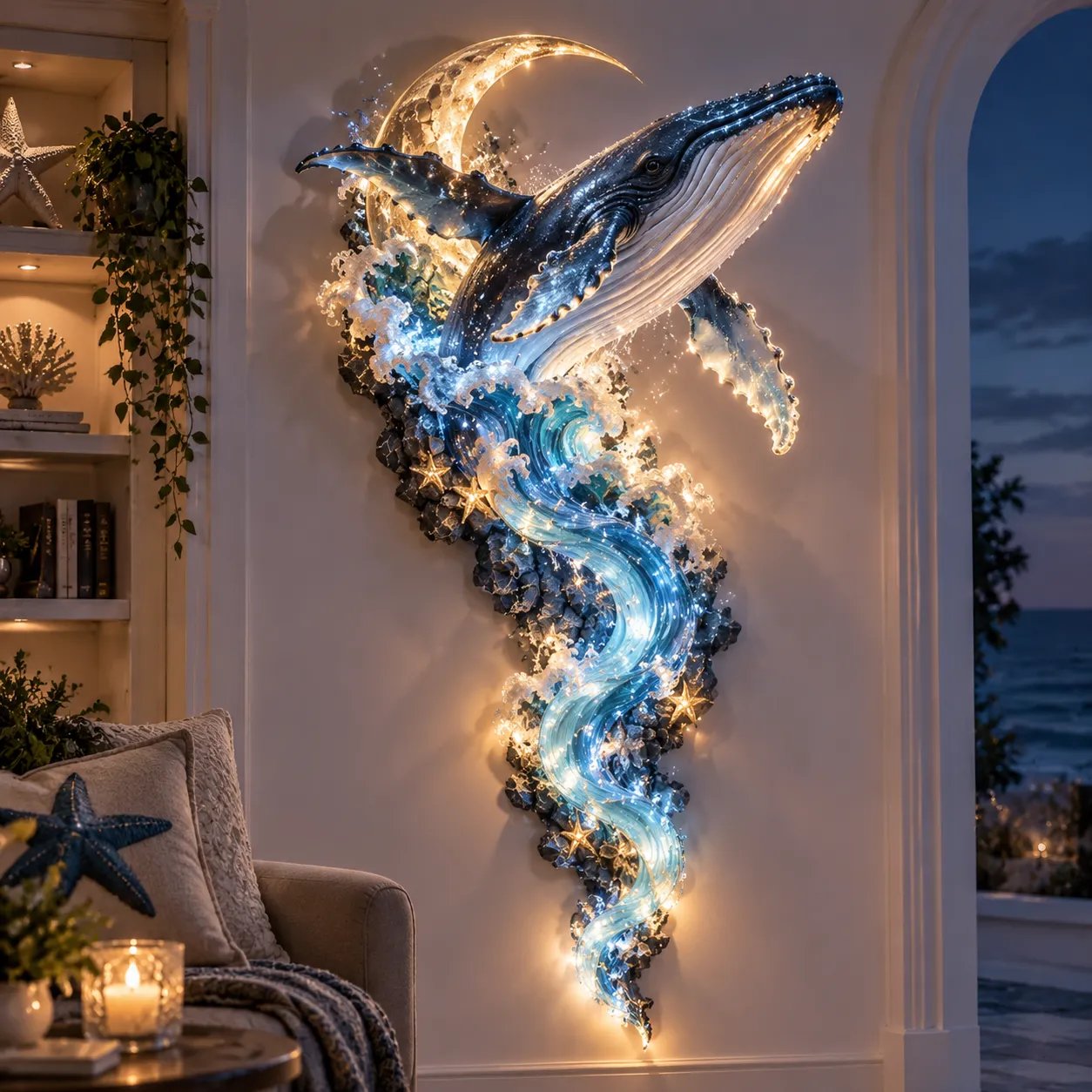 Moonlit Whale wall decor in room