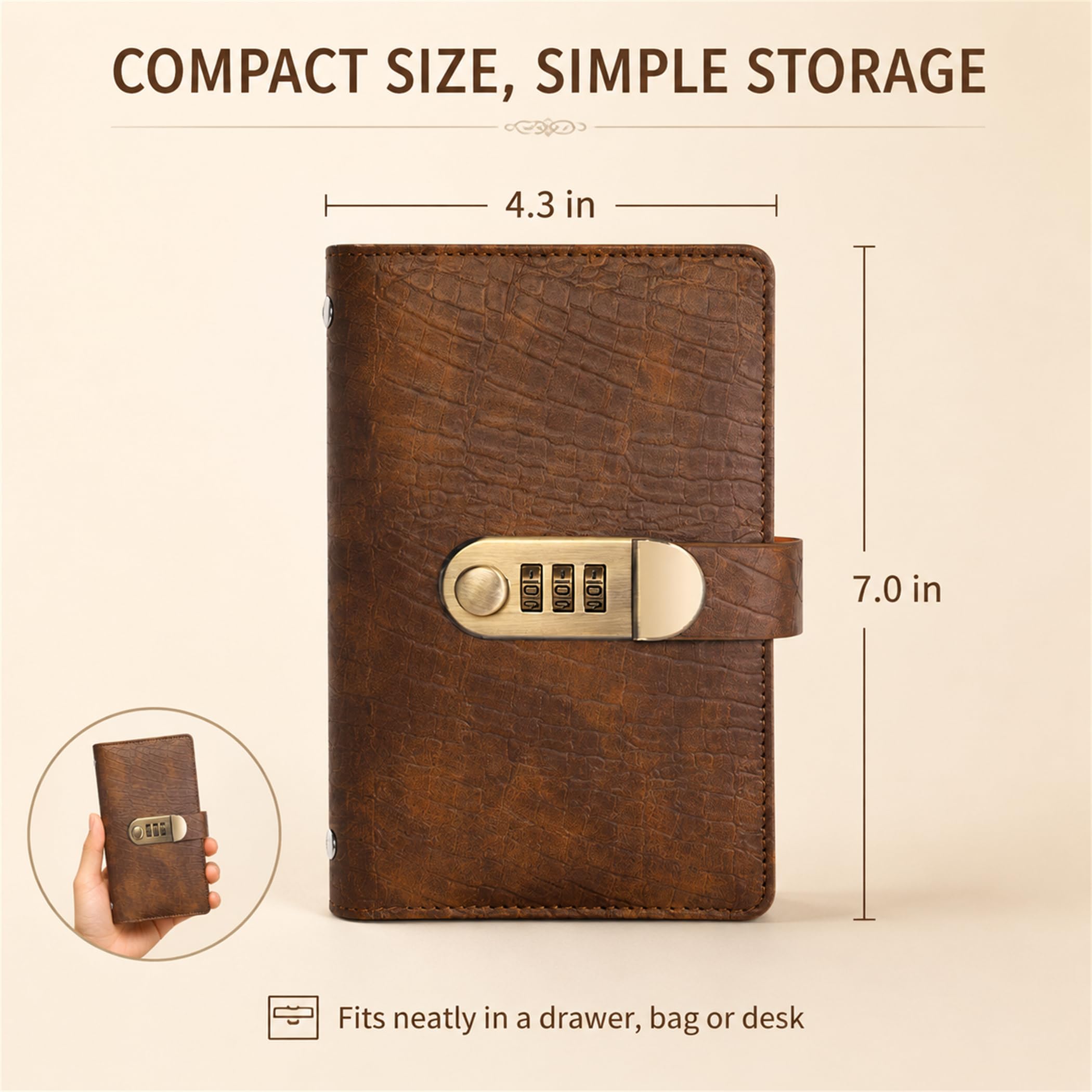 Compact 4.3 by 7.0 inch savings organizer Compact savings cash organizer measuring approximately 4.3 inches wide by 7.0 inches tall