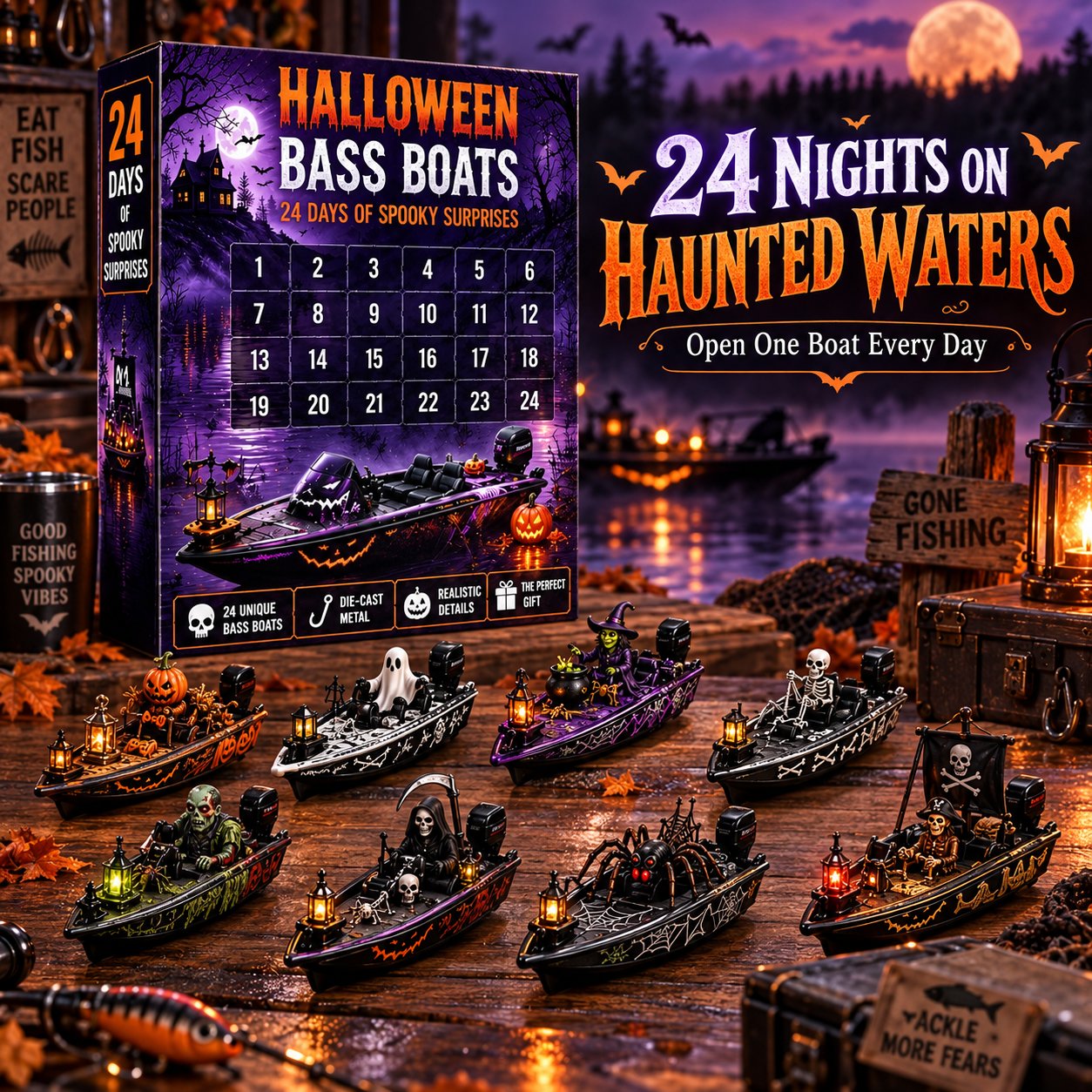 Halloween bass boats daily collectible designs