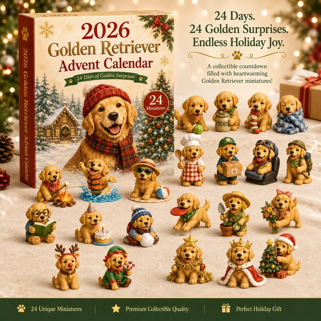 24 Golden Retriever personalities Christmas collection