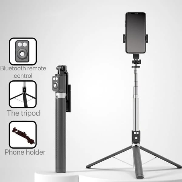Hot Sale 50% OFFNew 6 in 1 Bluetooth Selfie Stick - Black / No Fill Light