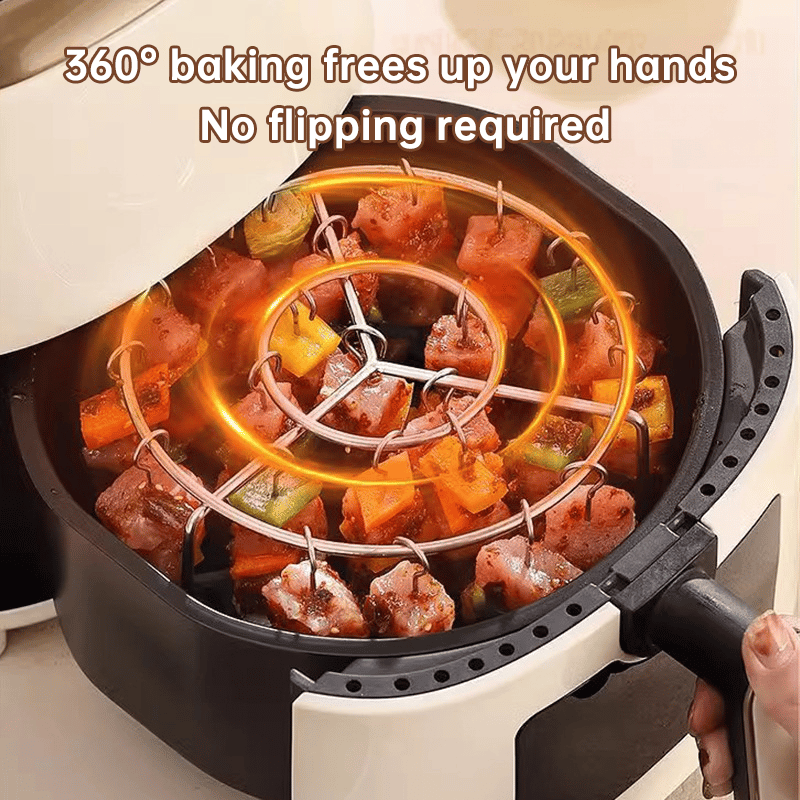 Ultimate smokeless air fryer skewer rack grilling kit loaded with food