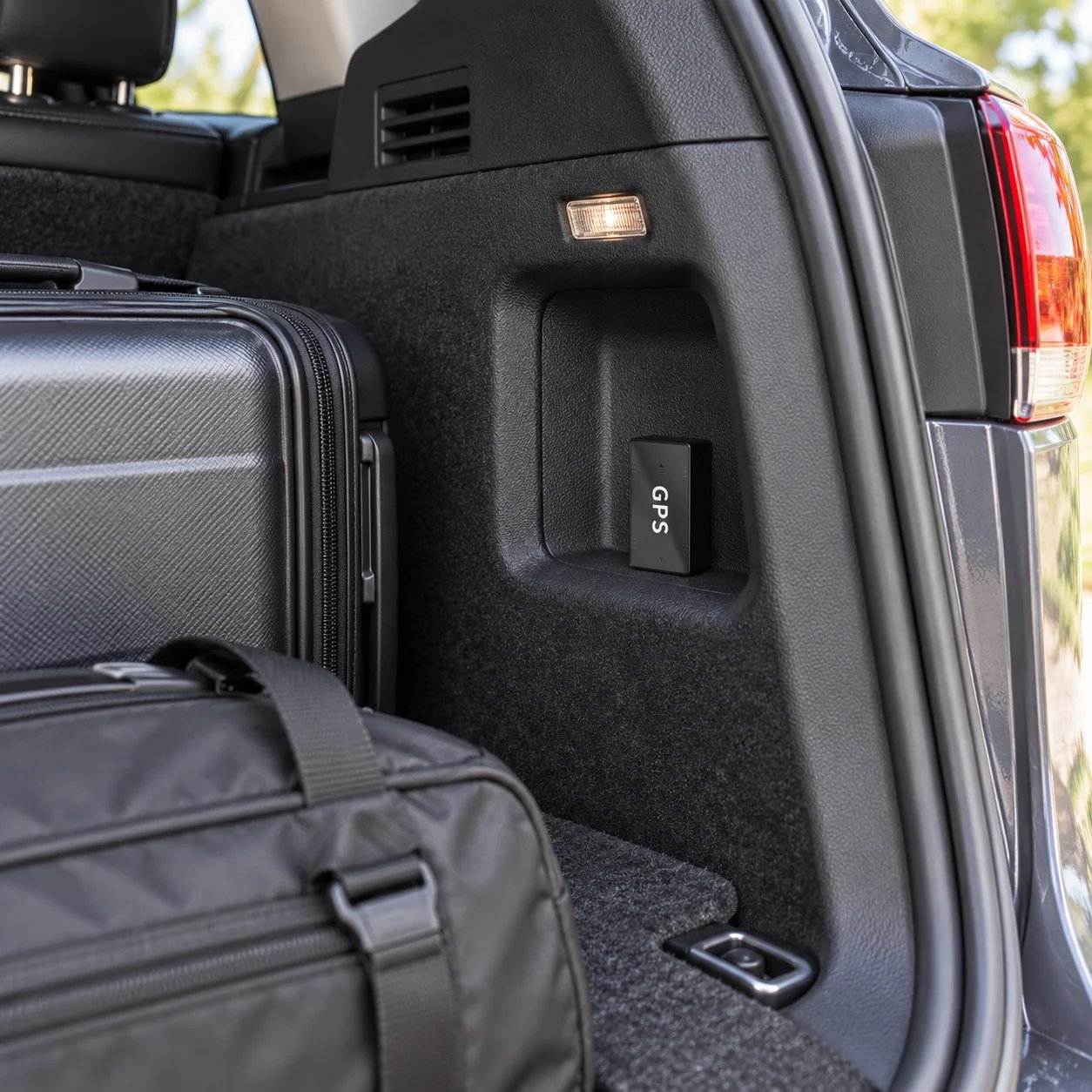 GPS tracker rear vehicle storage placement