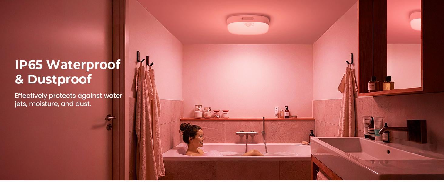 FULEN Shower Lights IP65 Waterproof, Motion Sensor Ceiling Light, Rechargeable Closet Light with 10000mAh Battery, LED Shower Lamp for Bathroom, Cordless Ceiling Lamp with RGB Colors, Remote Control FULEN Shower Lights IP65 Waterproof, Motion Sensor Ceiling Light, Rechargeable Closet Light with 10000mAh Battery, LED Shower Lamp for Bathroom, Cordless Ceiling Lamp with RGB Colors, Remote Control