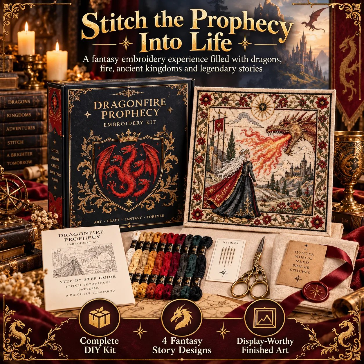 Dragon fantasy DIY embroidery kit