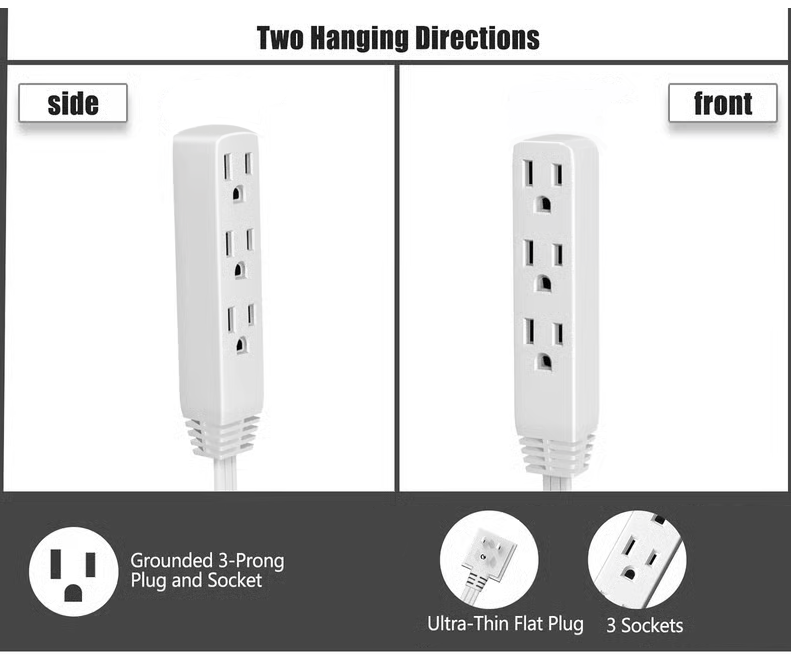🔥🔥🏆#1 Bestselling🏆6FT Ultra Flat Plug Extension Cord Power Strip