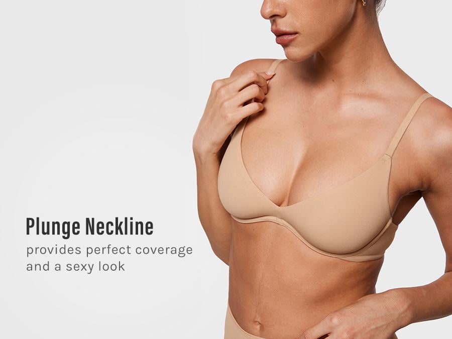 INLYRIC Women's Inbarely Plus Plunge Bra - Unlined Underwire Sexy Demi Balconette Bras SpringStatements