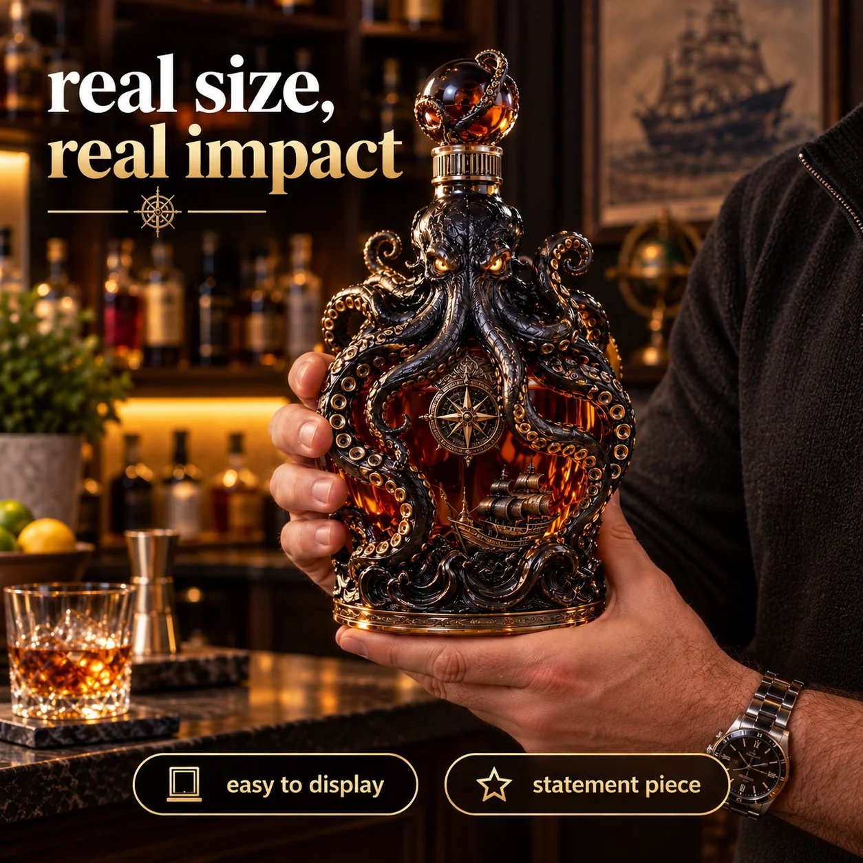 Kraken decanter presented as a distinctive gift