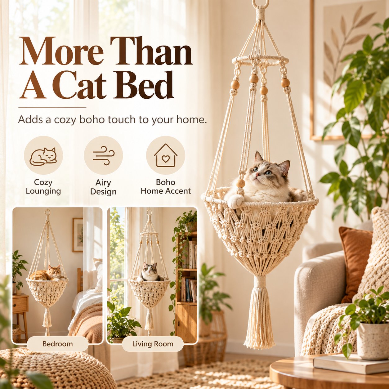 Decorative Boho Cat Hammock for Home