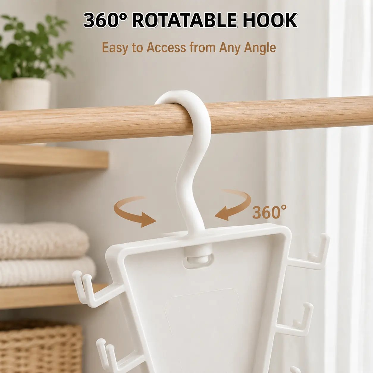 360 degree rotating closet organizer hook