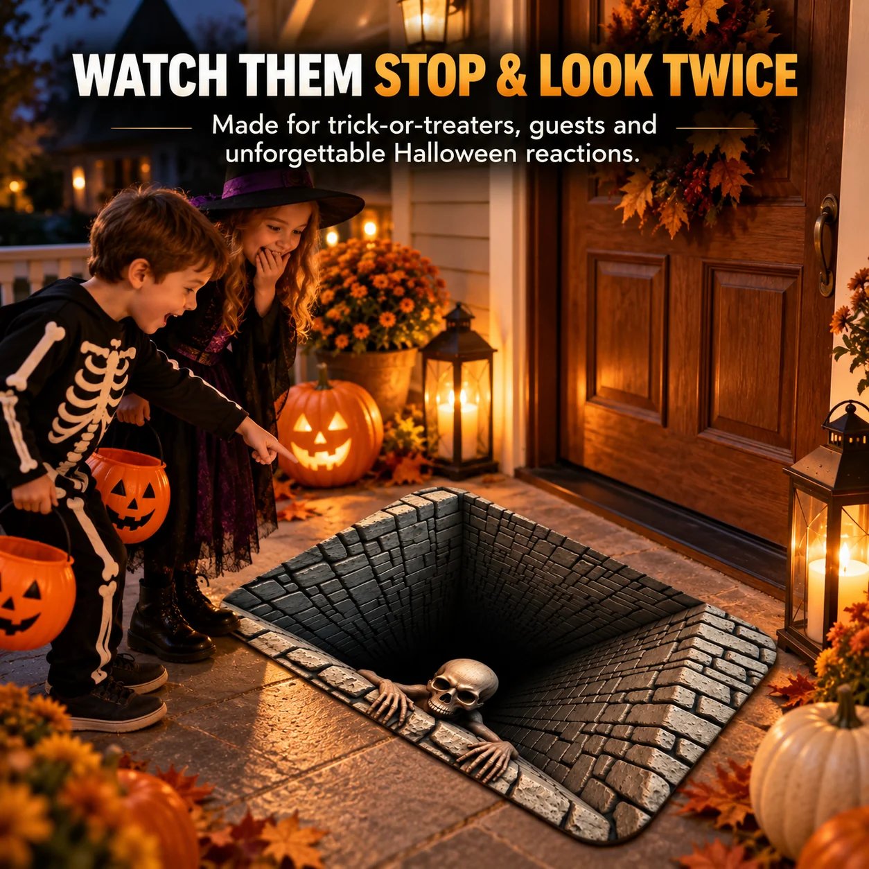 Realistic 3D Halloween illusion floor rug