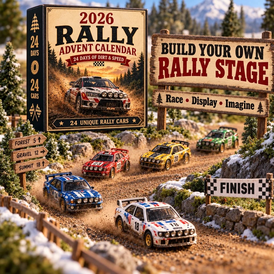 Rally car Advent calendar daily reveal