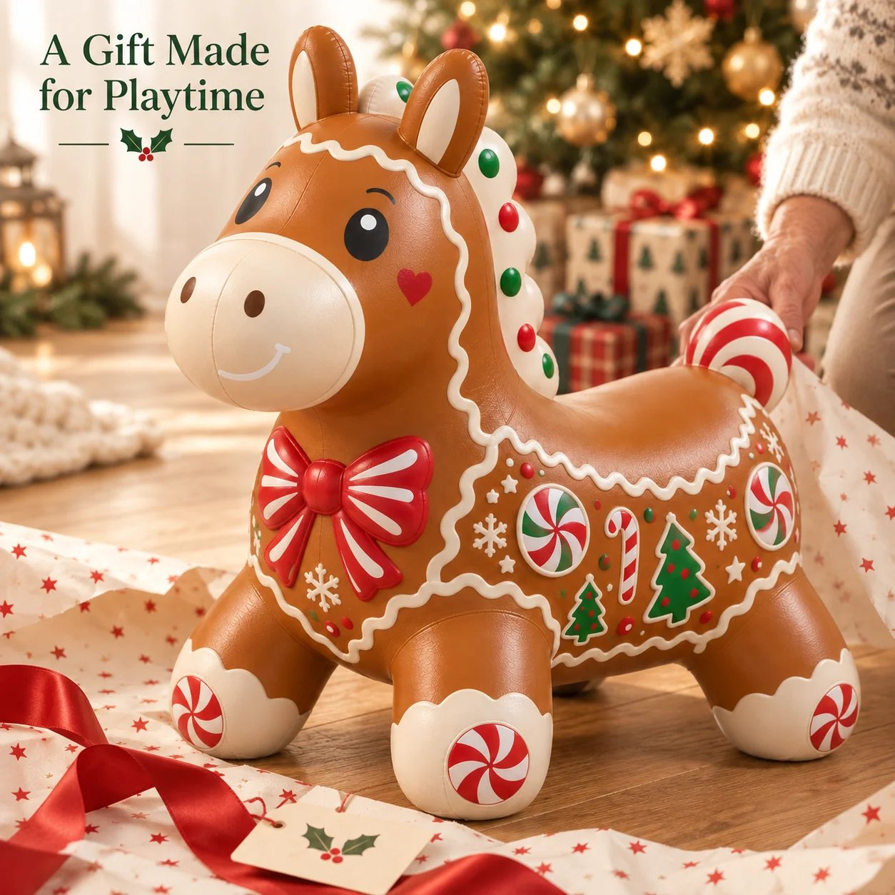 Gingerbread Pony in a Christmas gift-setting concept