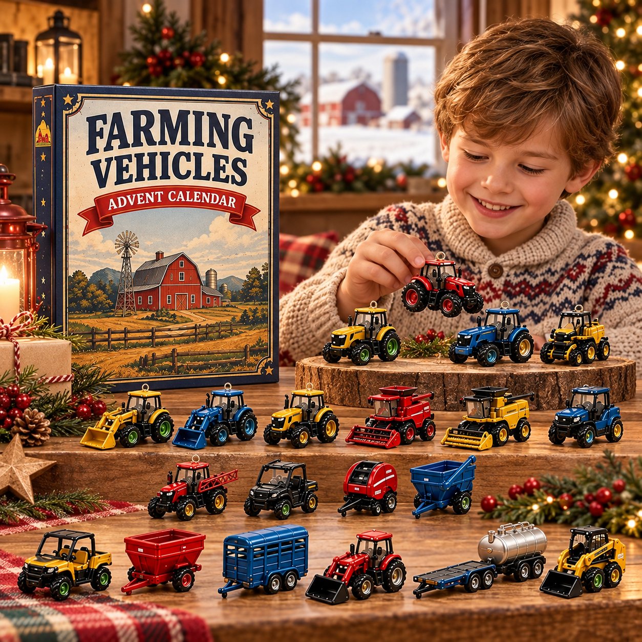 Detailed farming vehicle advent calendar collectible pieces
