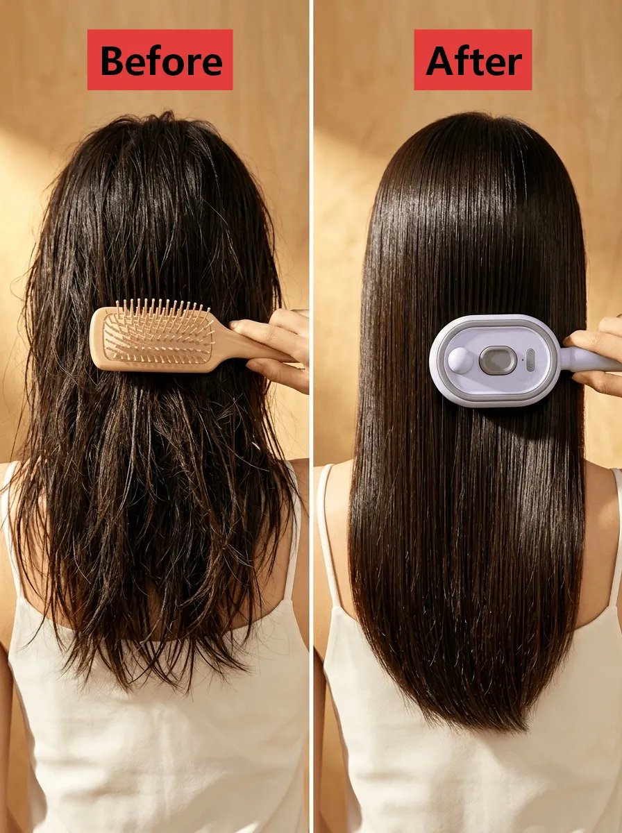 Before and after hair comparison