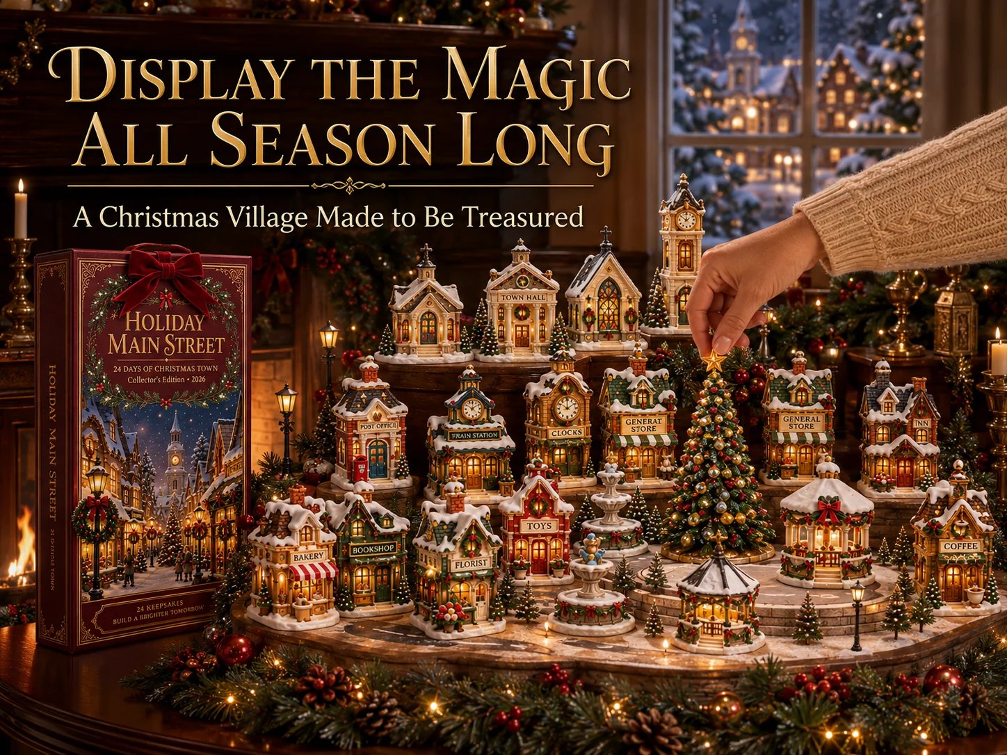 Book style Christmas village advent calendar storage box