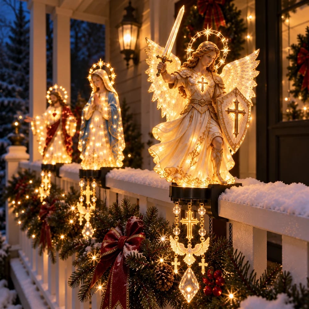 Customer photo of glowing Christmas railing decoration