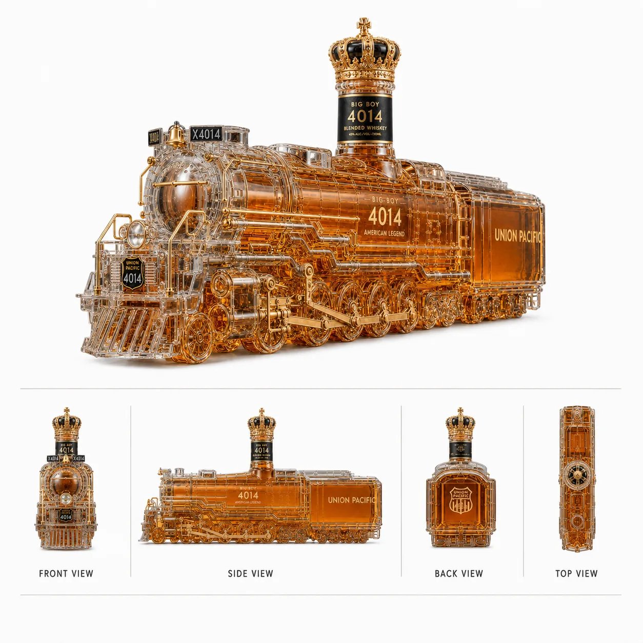 Collectible steam locomotive decanter gift for train enthusiasts and adult home bar collectors
