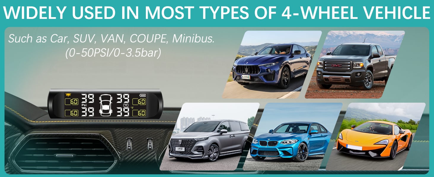 Tire Pressure Monitoring System Wireless Solar TPMS