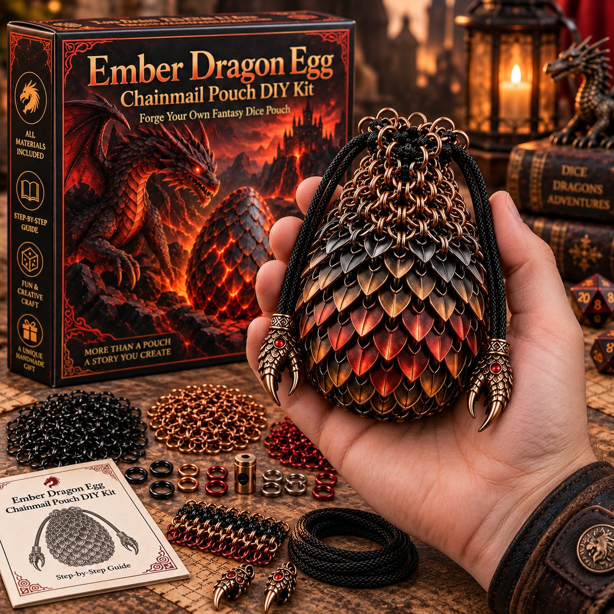 Dragon egg chainmail pouch DIY kit