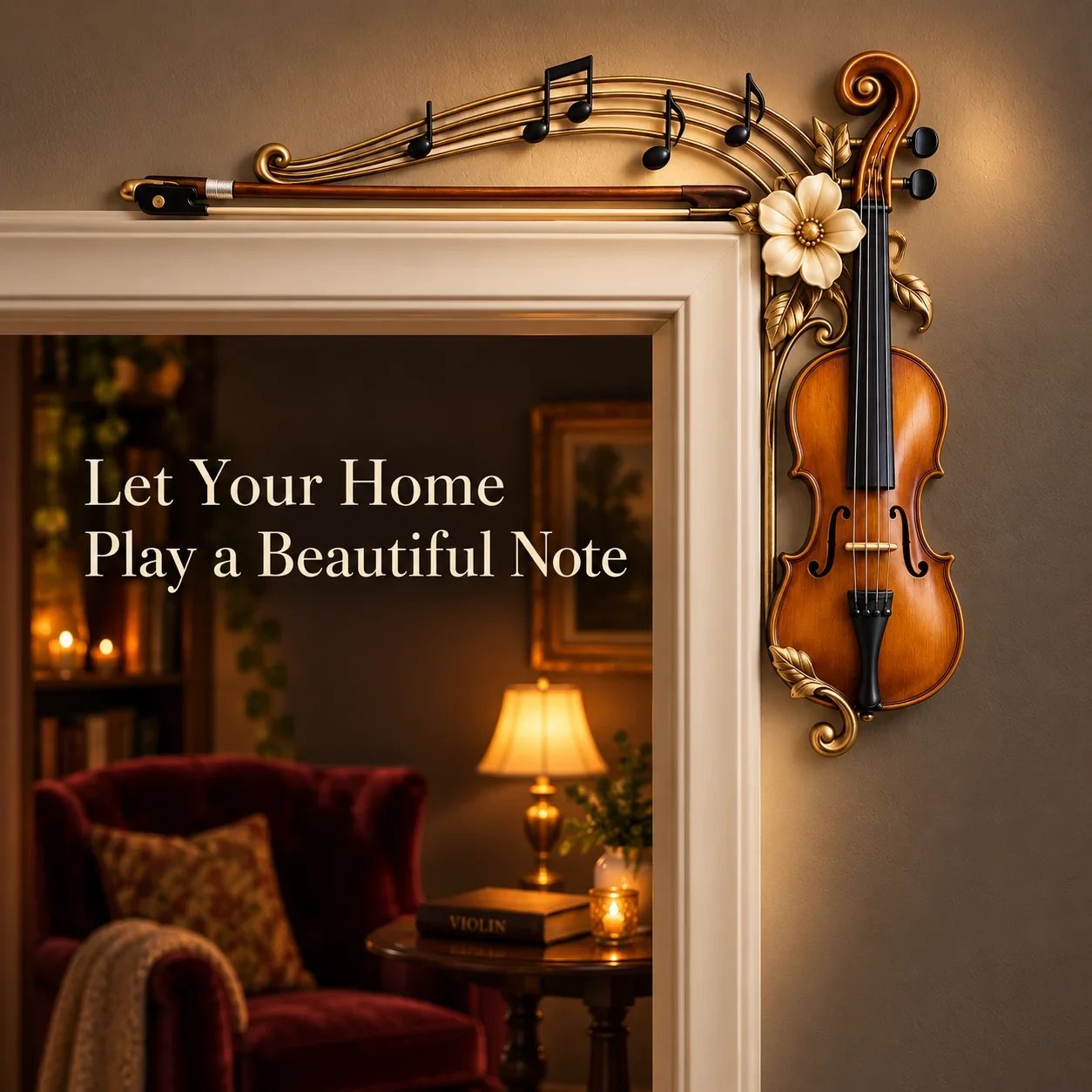 Violin and musical notes decorative door topper