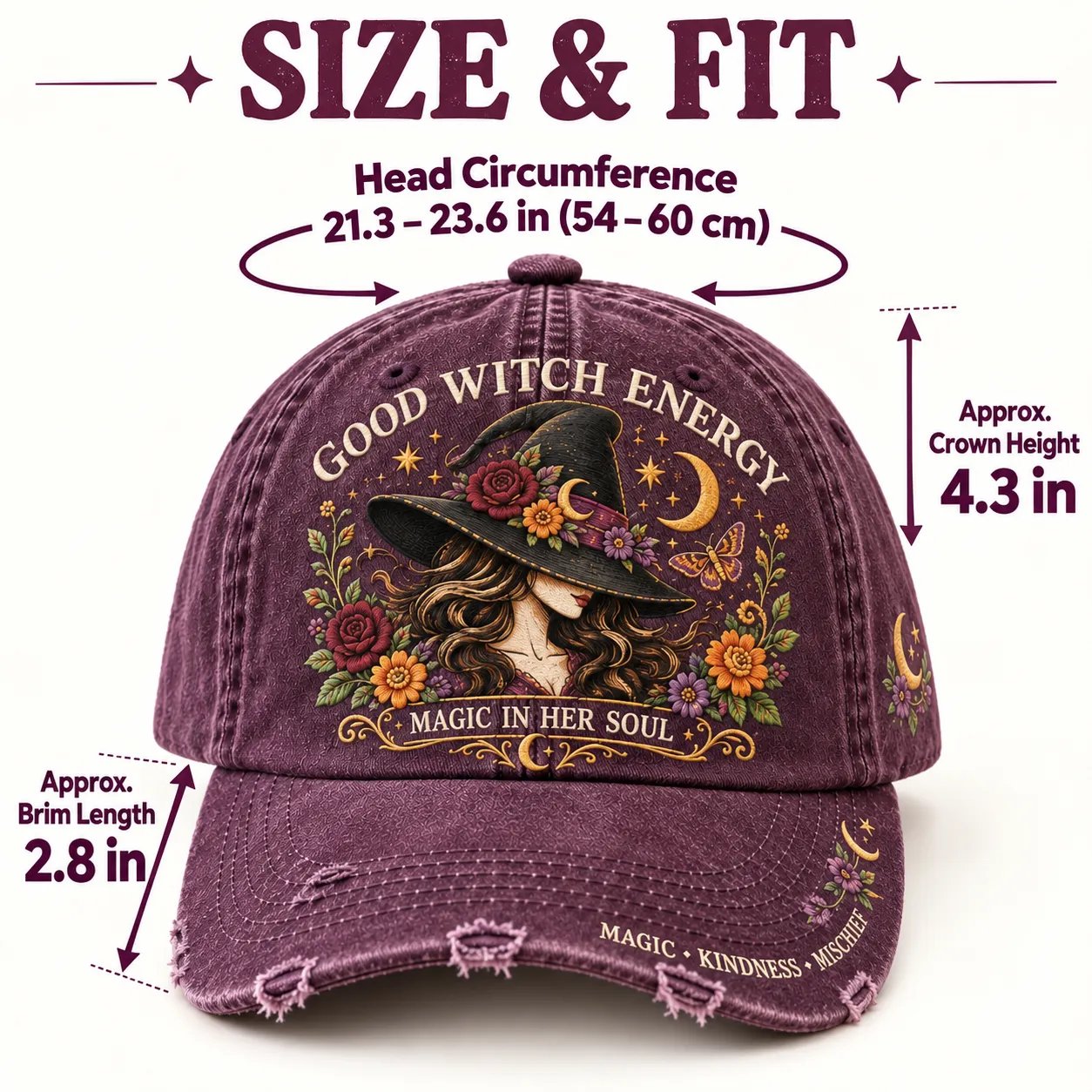 Good Witch Energy Floral Witch Baseball Cap – 7 Colors options