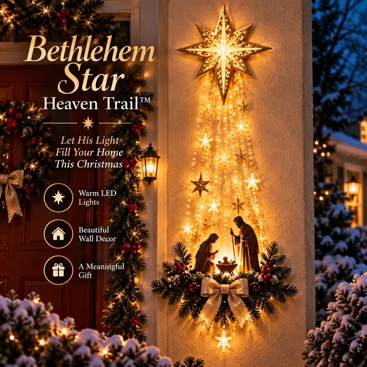 Bethlehem Star of Faith lighted Nativity Christmas wall decor