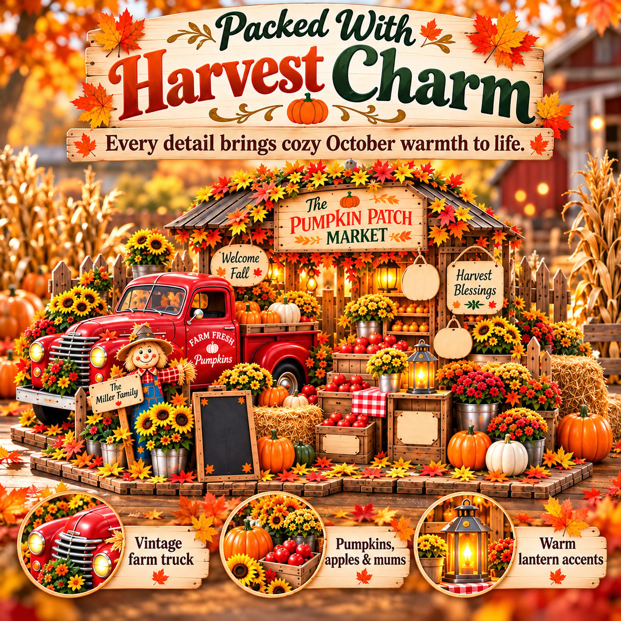 3D fall market craft kit detail