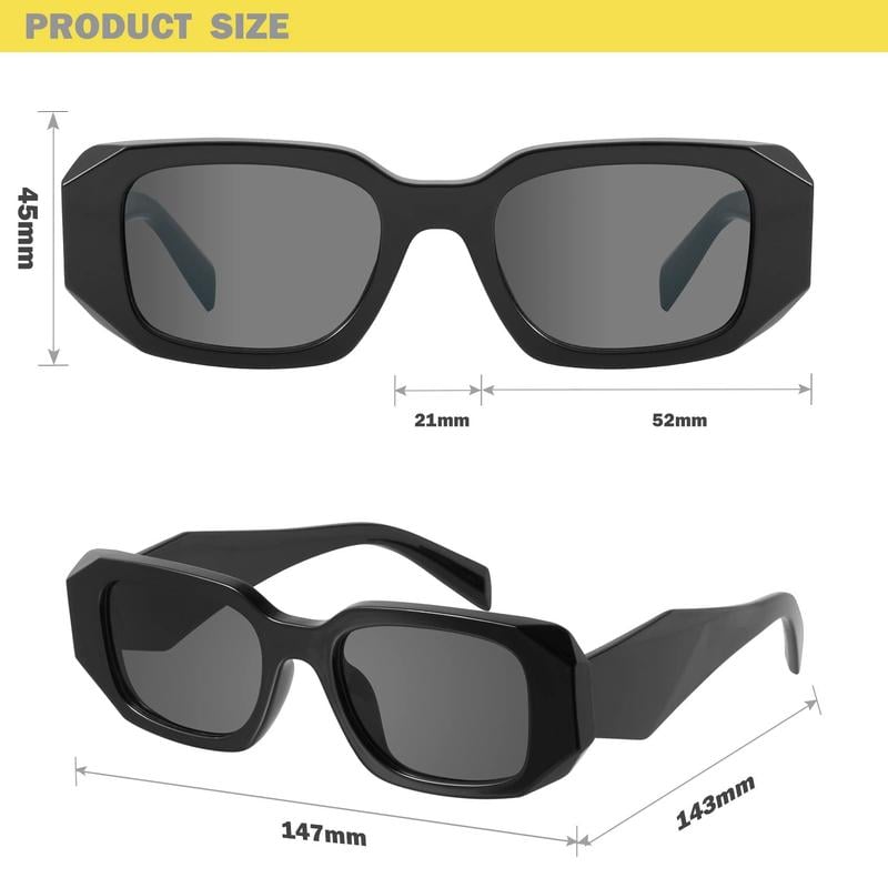 Trendy Retro Rectangle Sunglasses for Women & Men - Vintage 90’s Square Frame Shades - Stylish UV Protection for Every Occasion - Perfect for Summer