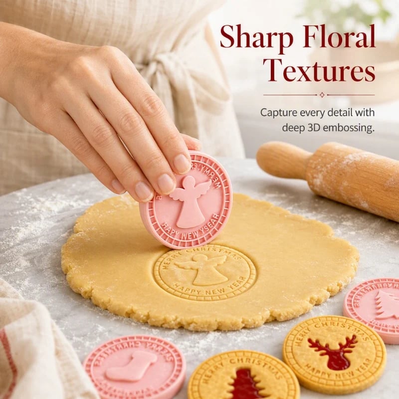 3D Christmas cookie stamp effect