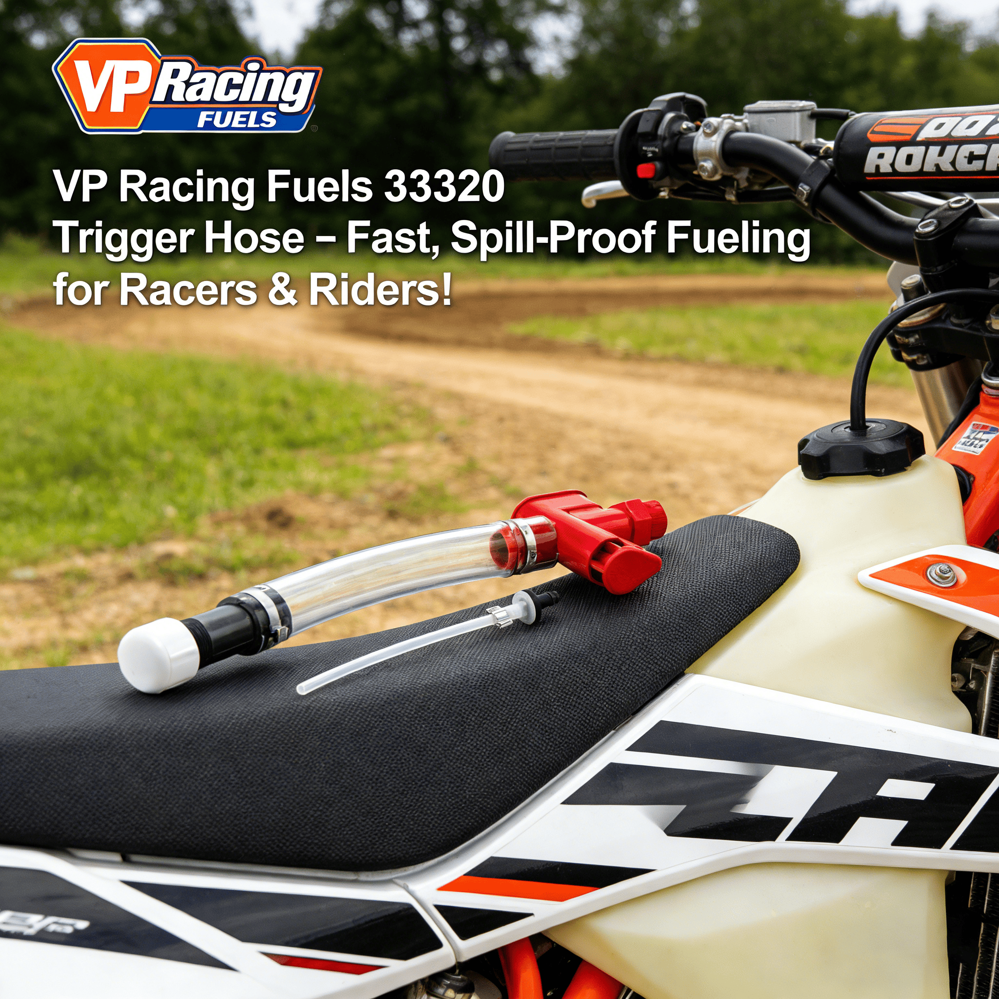 VP Racing trigger hose on motorcycle seat