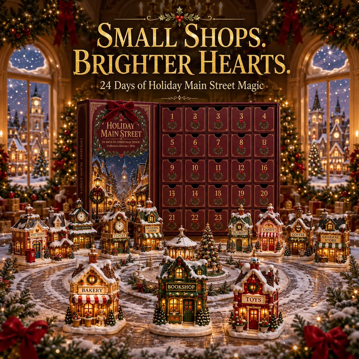 Cozy Christmas village display for family holiday décor