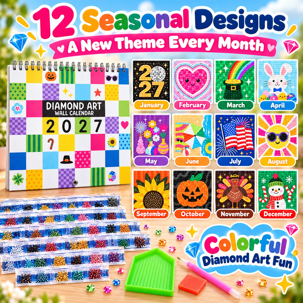 Twelve seasonal diamond art calendar designs Twelve seasonal diamond art calendar designs