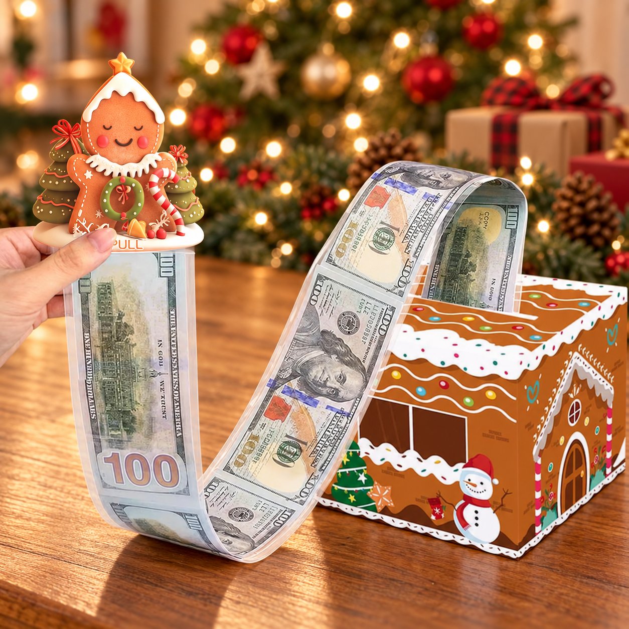 Gingerbread House Christmas Money Pull Box