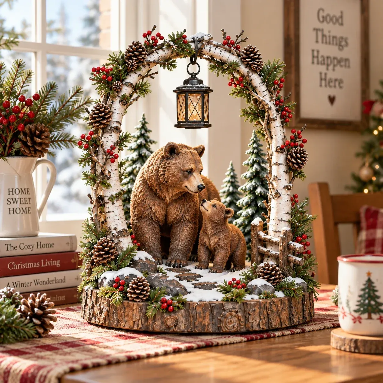 Woodland Bear Family Lantern daytime scene