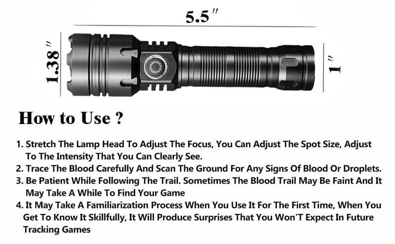 Rechargeable Blood Tracking Light for Night Hunting 2000 Lumens Blood Trail Tracking Flashlight Gifts for Hunter handheld powerful Festival Gift Rechargeable Blood Tracking Light for Night Hunting 2000 Lumens Blood Trail Tracking Flashlight Gifts for Hunter handheld powerful Festival Gift