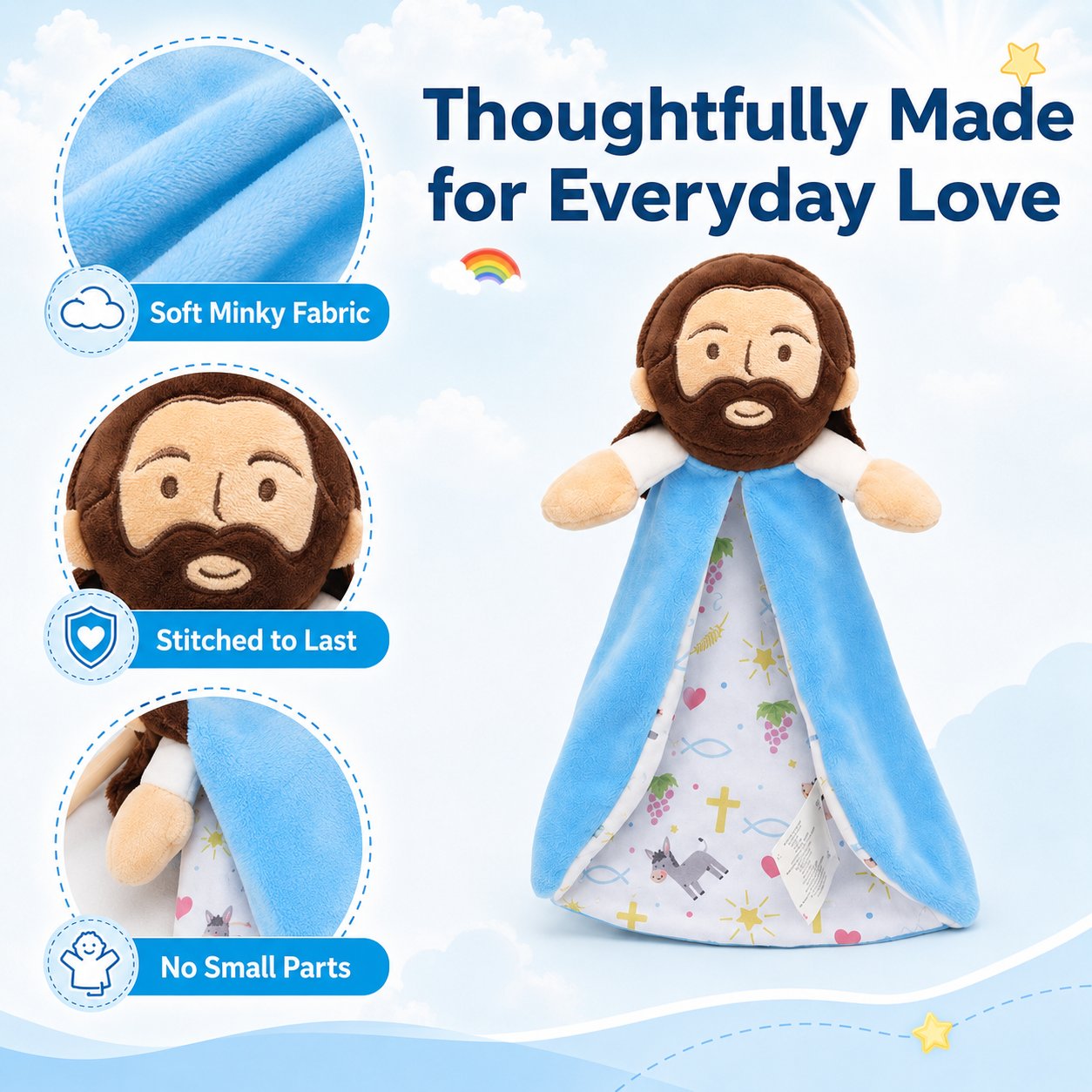 Washing and care instructions for Jesus baby lovey