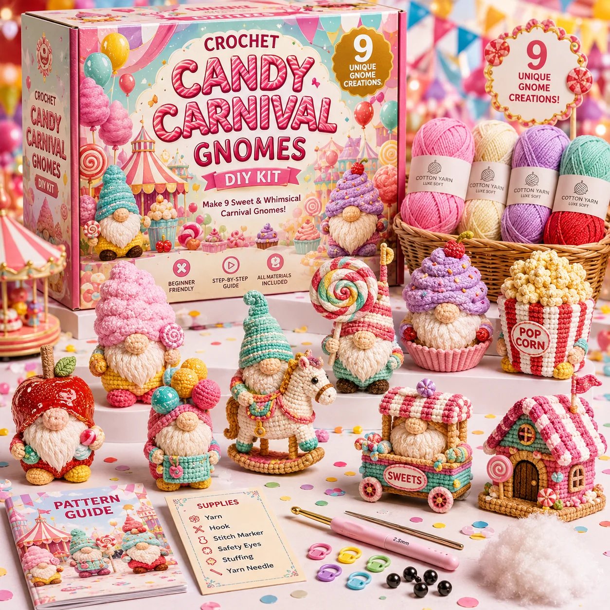 Candy Carnival Gnomes Crochet DIY Kit