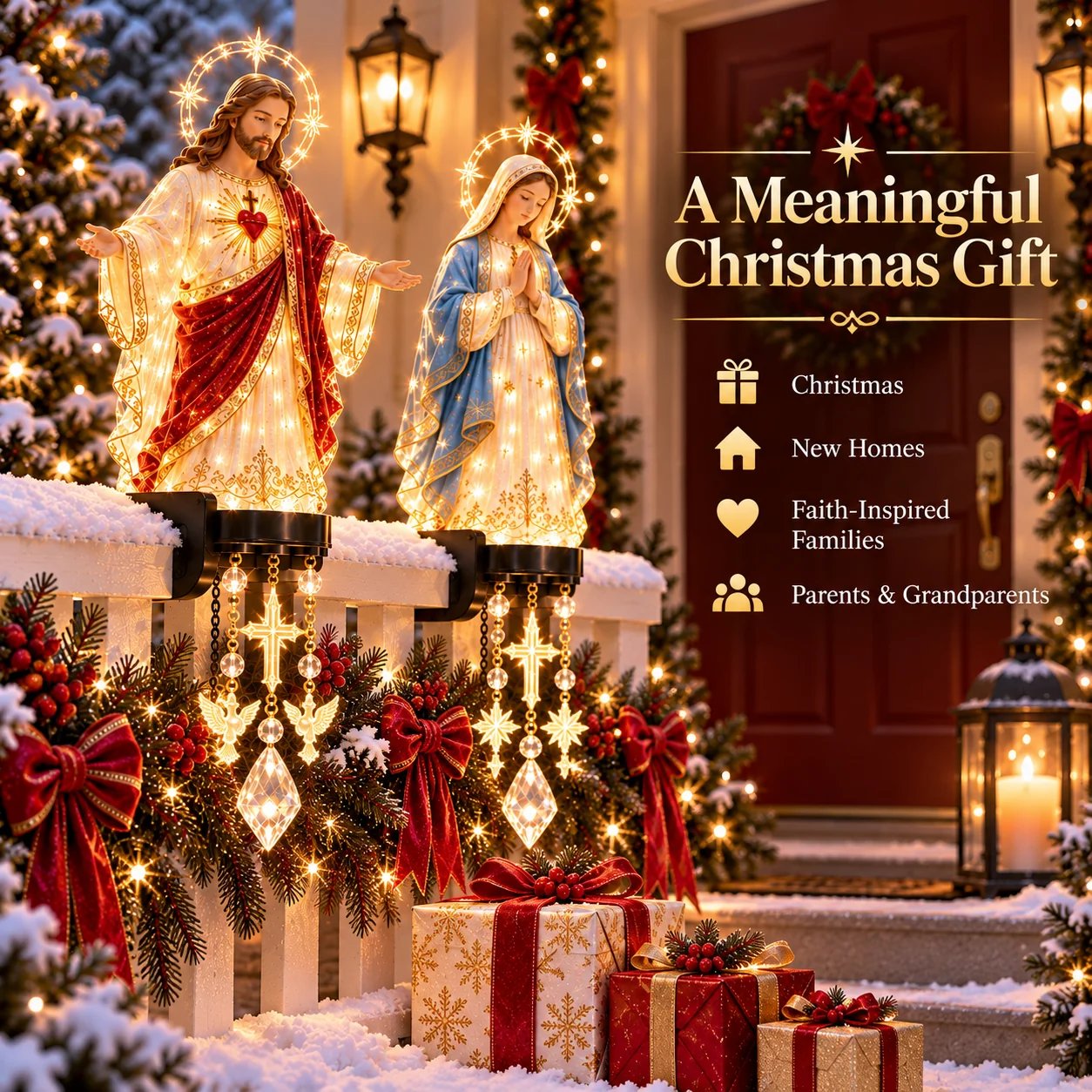 Sacred Christmas railing lights gift