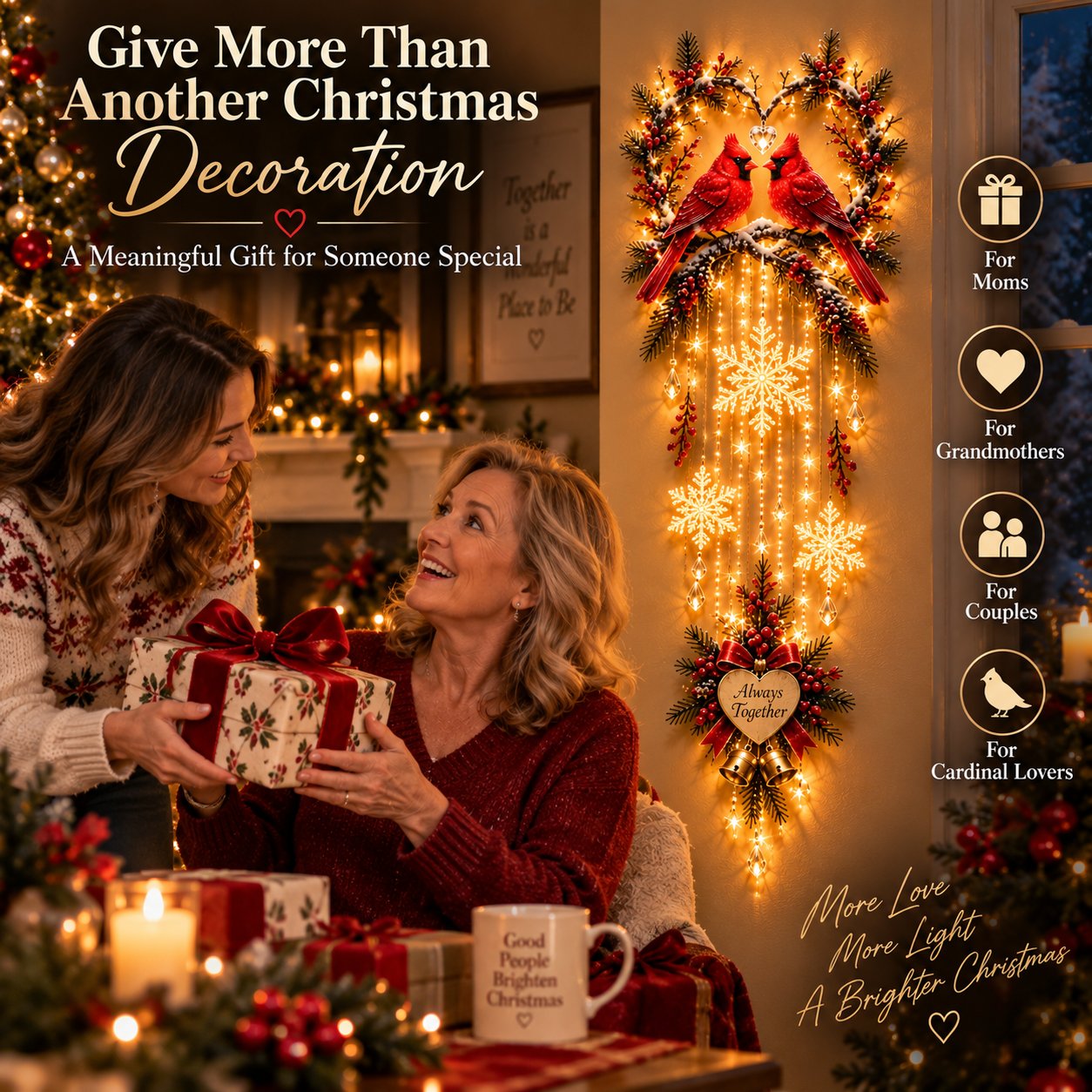 Cardinal Love Light Cascade gift display