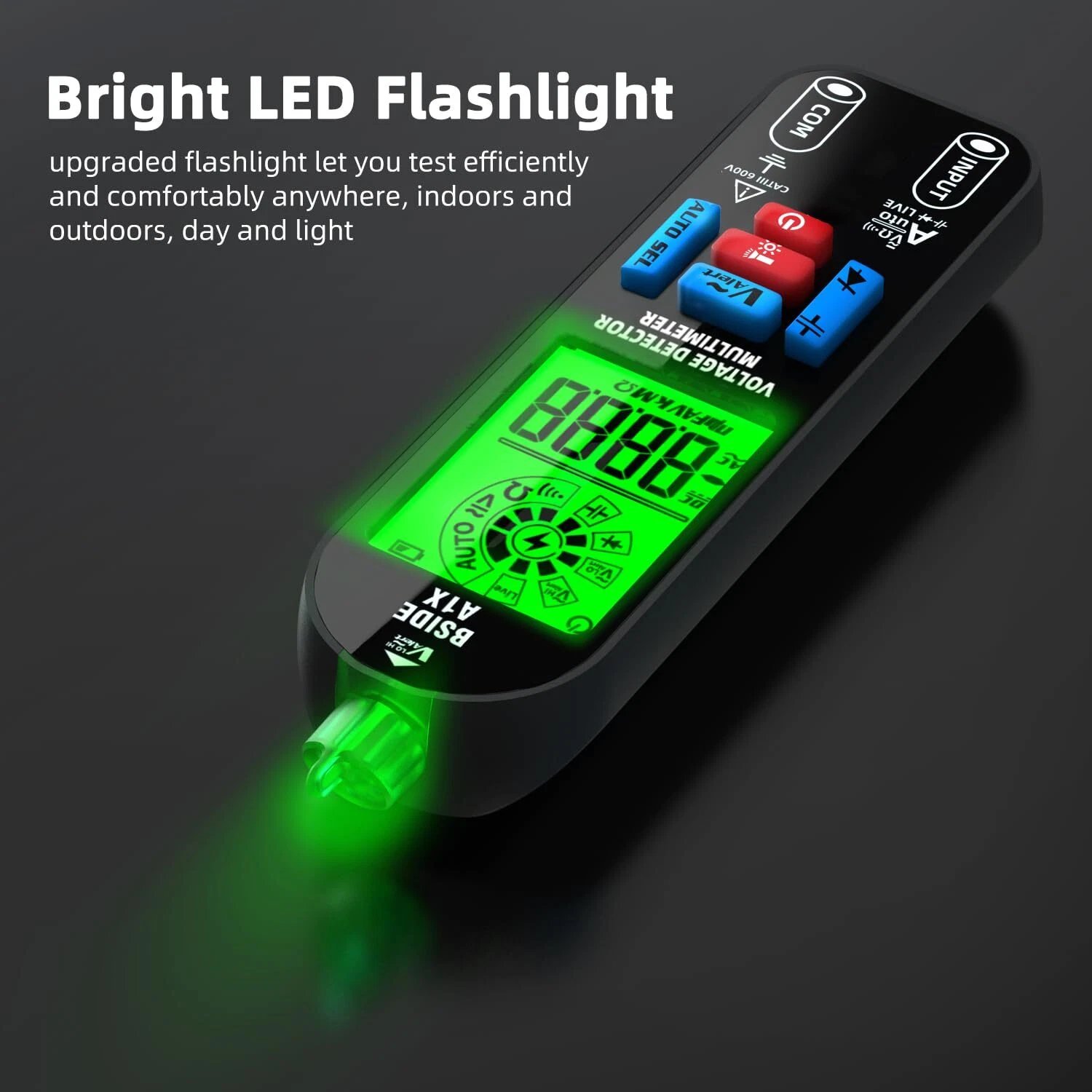 Built-in flashlight illuminating a work area