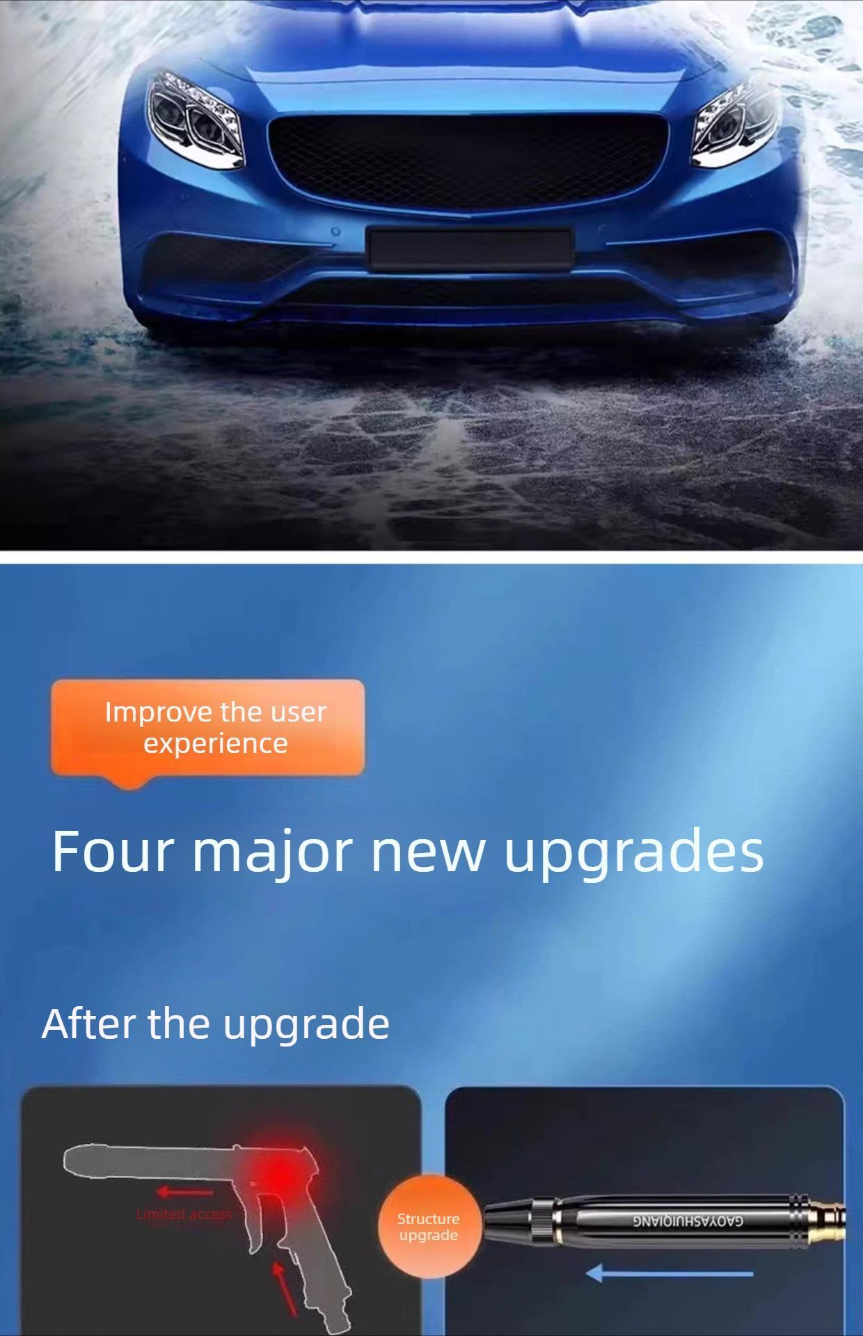 Home high-pressure car wash water gun with booster nozzle and hose, a must-have for watering plants and vegetables, and car washing.