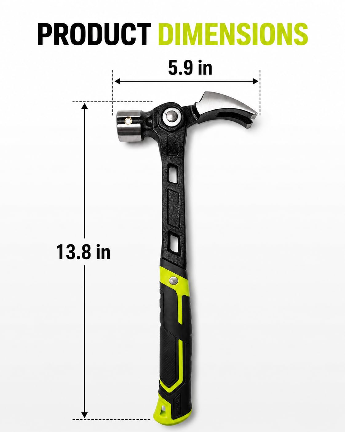 Adjustable claw hammer dimensions