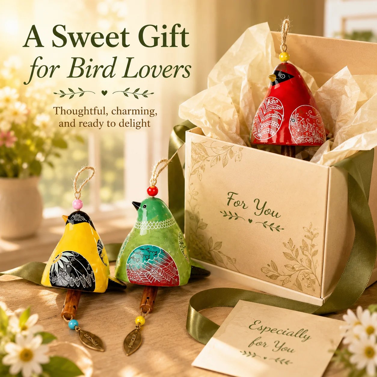 Single and multi-bird wind chime collection