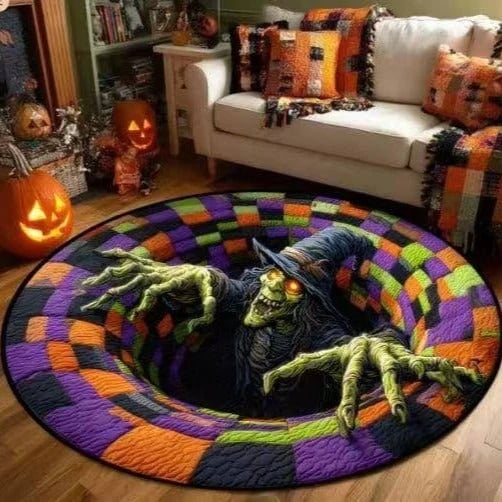 Witch style 3D Halloween round rug