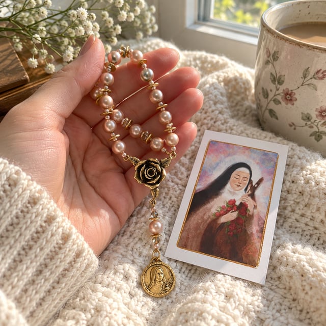 St Therese Little Flower chaplet home devotional photo