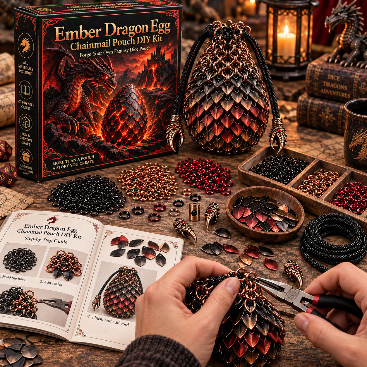Chainmail dragon scale pouch