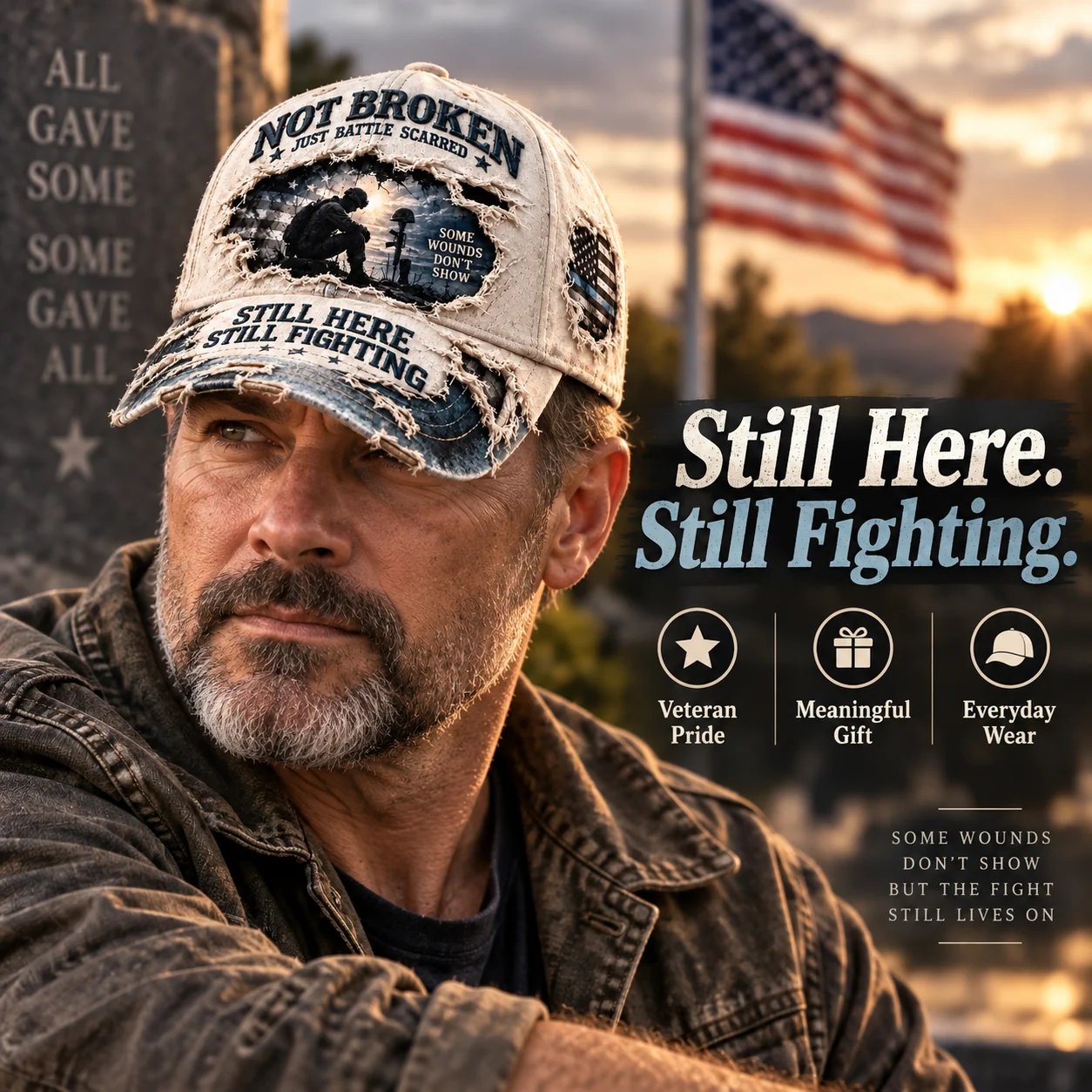 Veteran cap everyday wear scene